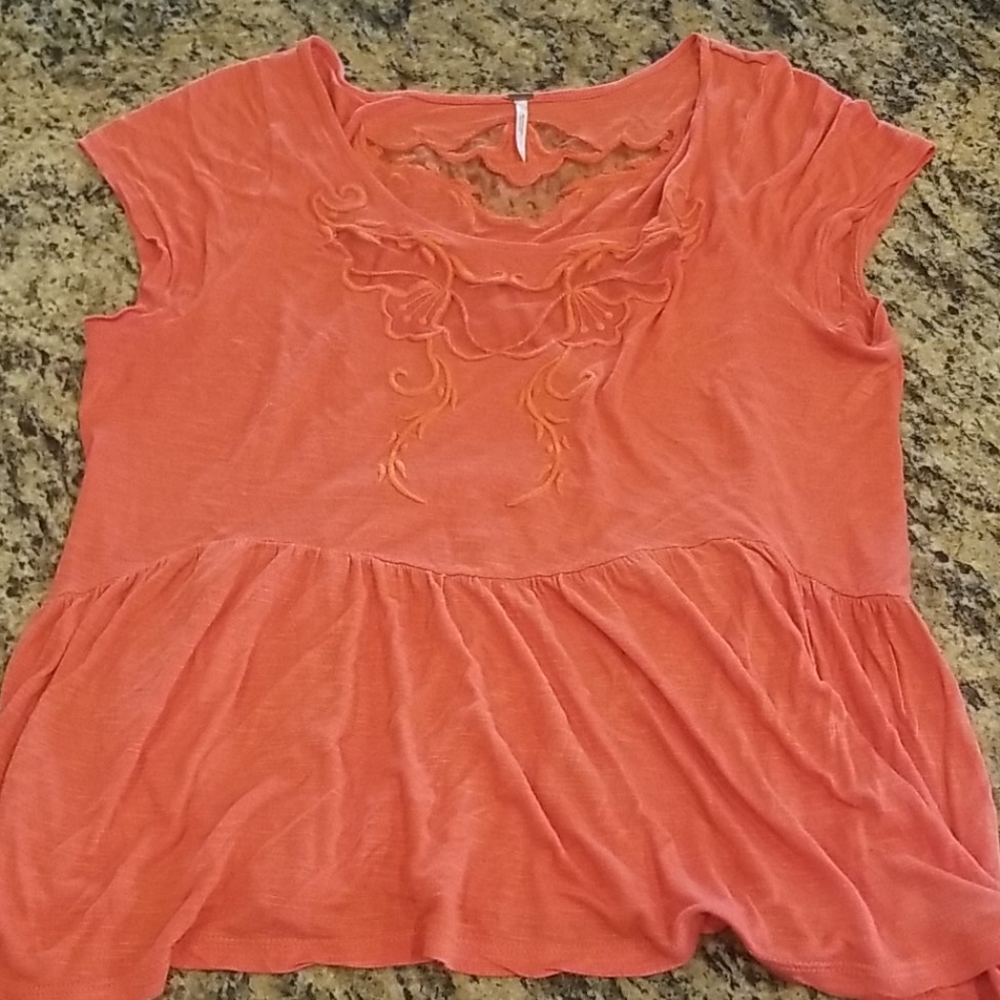 Free People Orange Mildly Flowy Top